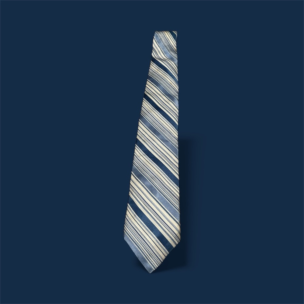 Striped Blue and Cream Men's Tie